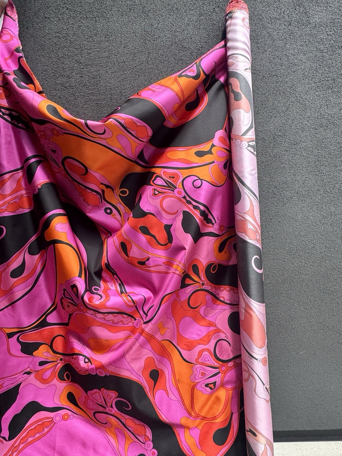 Italian Deadstock 100% Silk Twill 60 GSM Fabric By The Yard Emilio Pucci Logo