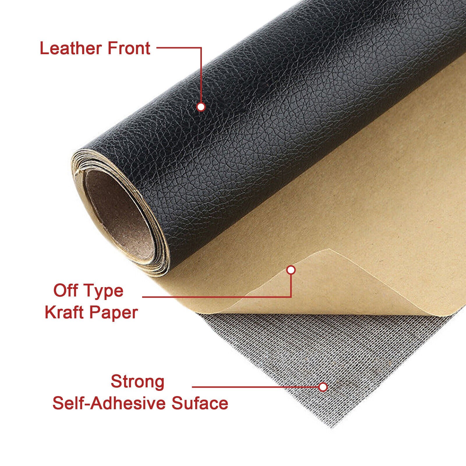 Self-Adhesive Patch Leather Repair Tape for Car Seats Couch Furniture Upholstery