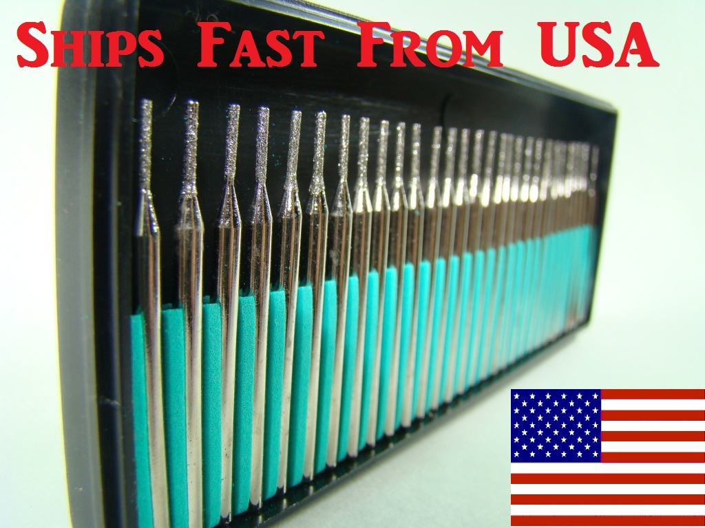 20 pcs. + 10 pcs. FREE 1mm Diamond Drill Bit Jewelry Gemstones Lapidary 4 Dremel