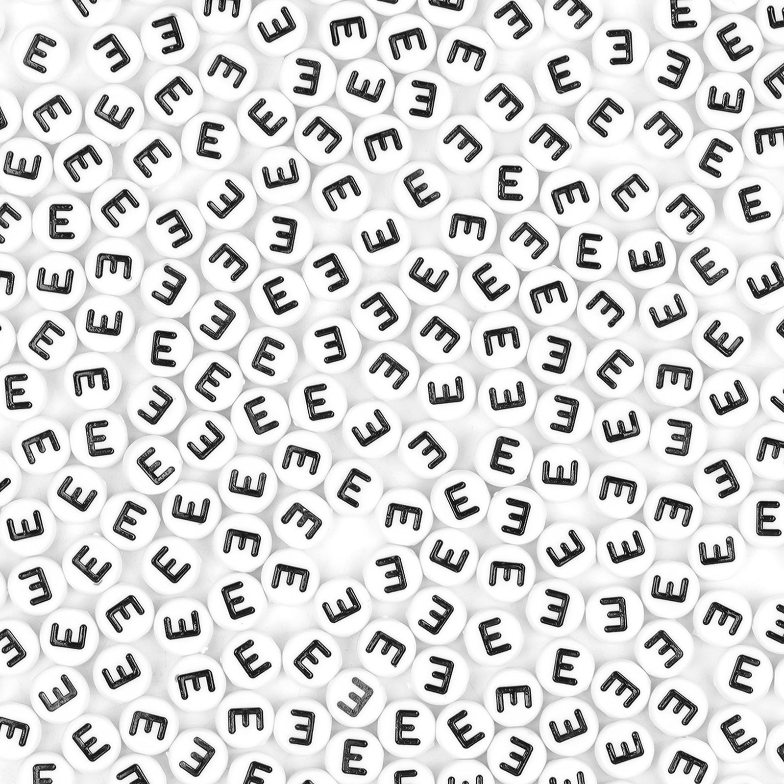 300Pcs Letter Beads E 4X7mm White Alphabet Beads Acrylic Round Shape Loose Be…