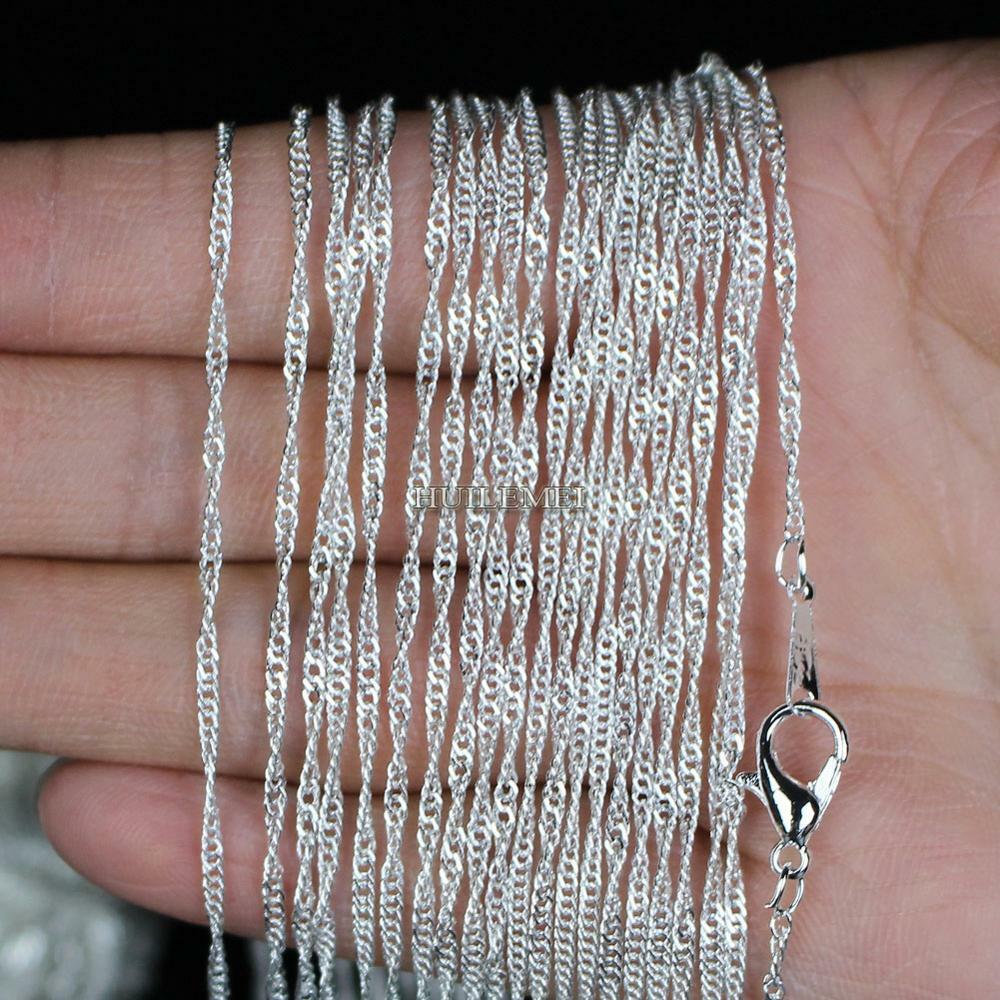 10pcs/lot 2mm 925 Silver Plated Water Wave Chain Necklaces 16″ 18″ 20″ 24″