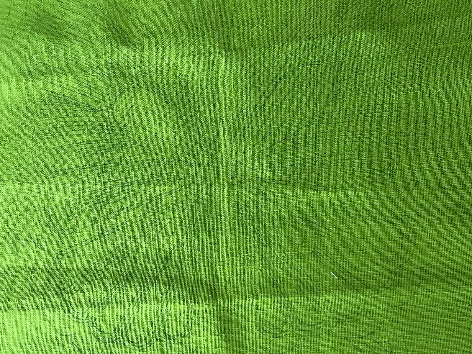 Vtg Green Linen Butterfly Pillow Cover Stamped for Embroidery Crewel Needlepoint