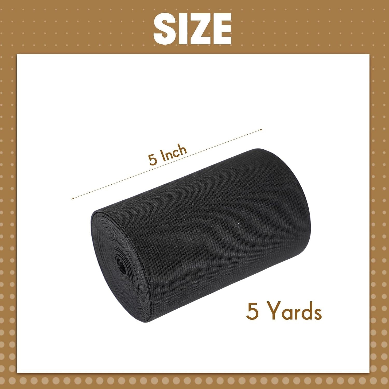 1 Pcs Elastic Spool (5 Inch X 5 Yard,Black)