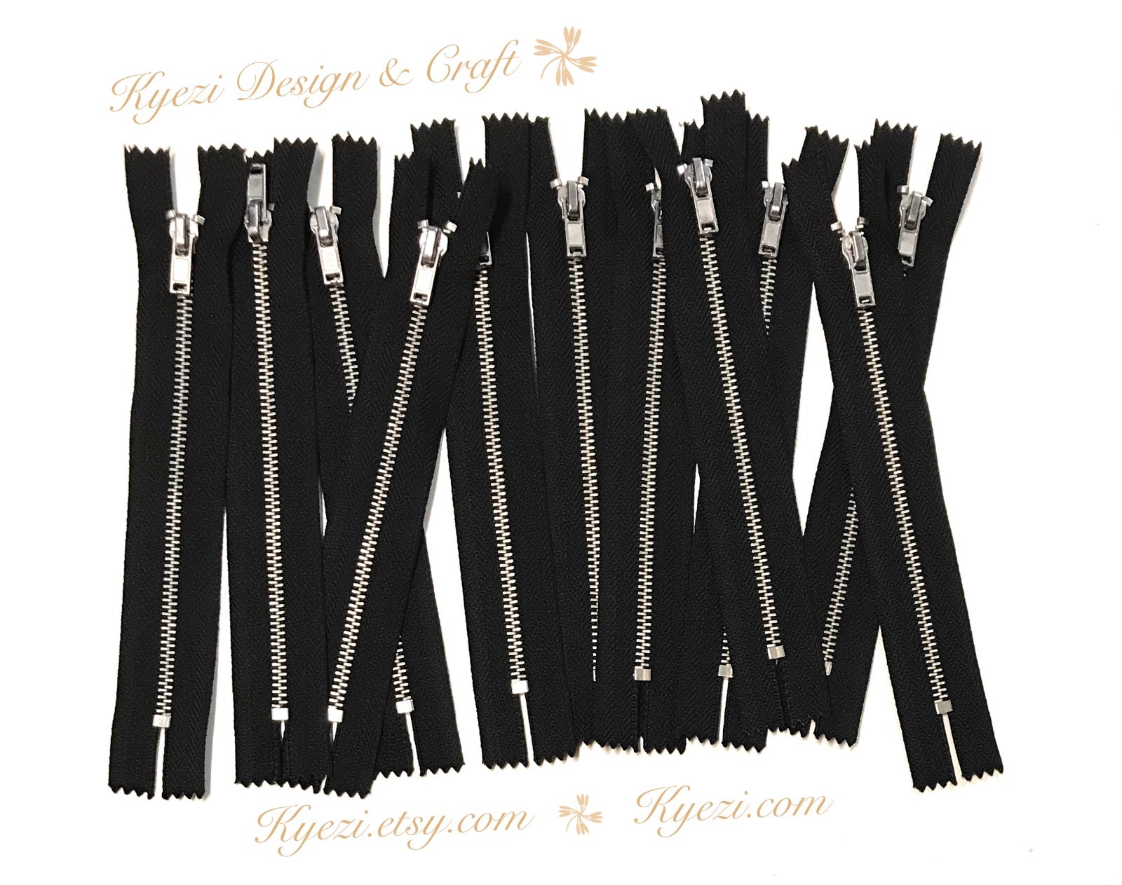 3 5 10 pcs Black Metal Teeth Zippers 4″ 5″ 6″ 7″ 8″ 9″ 10″ 12″ 14″ 16″ 18″ inch
