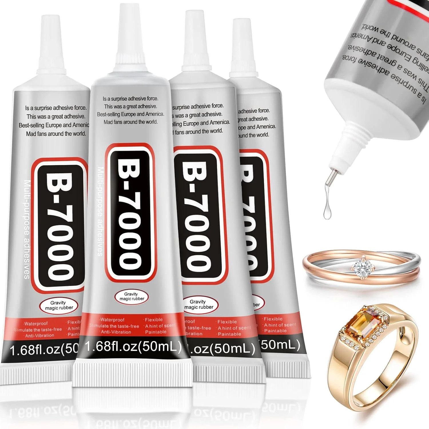 4 PCS 50ML B7000 Crafts Glue Super Adhesive, Multipurpose Clear Glue for DIY Jew