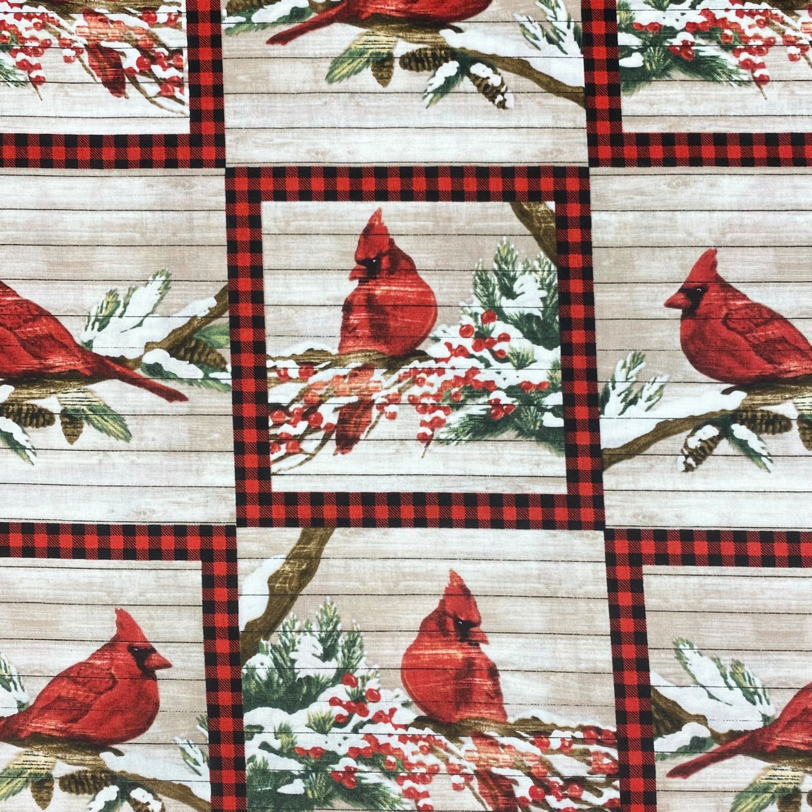Christmas Bird Patchwork Sewing Quilting Fabric Cotton 1/2 Yard