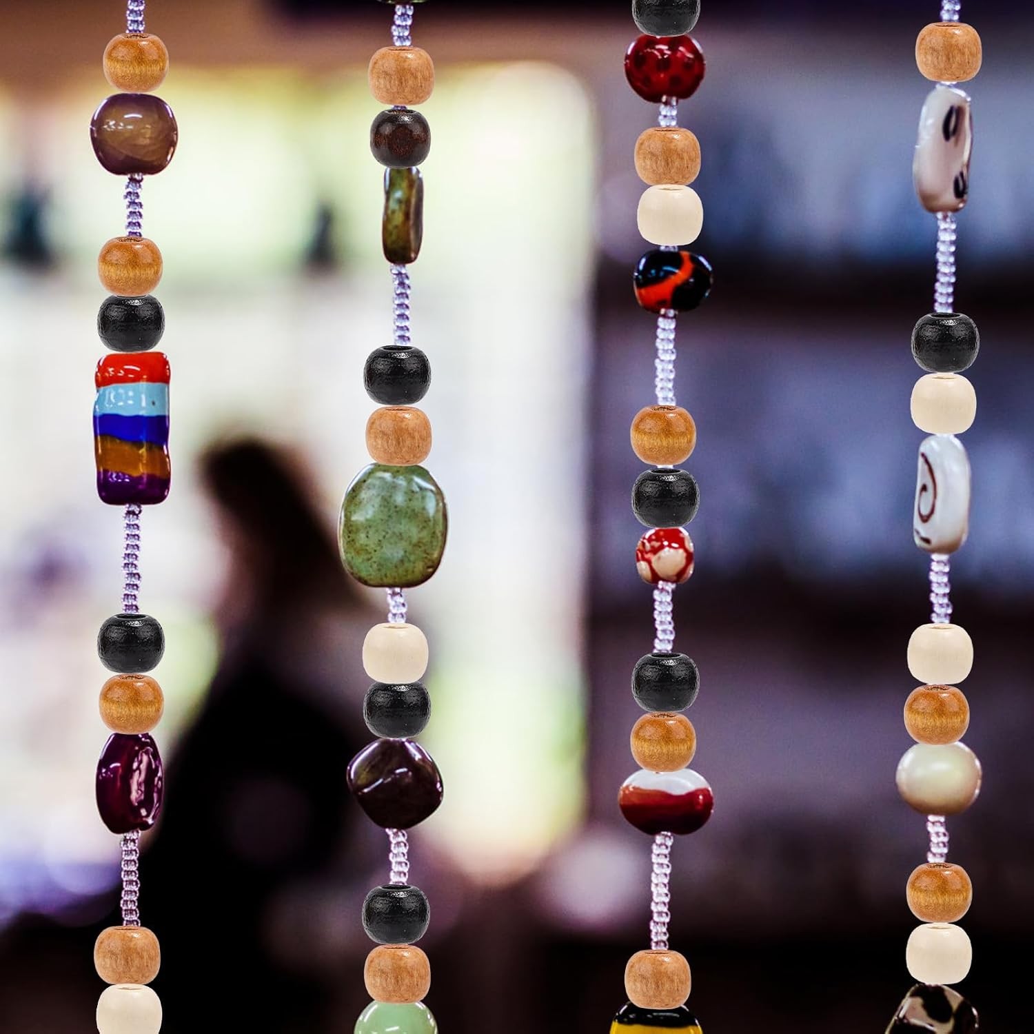 150 Pcs Large Hole Wooden Beads for Crafts, 5 Colors 10Mm/0.39In Natural Wood