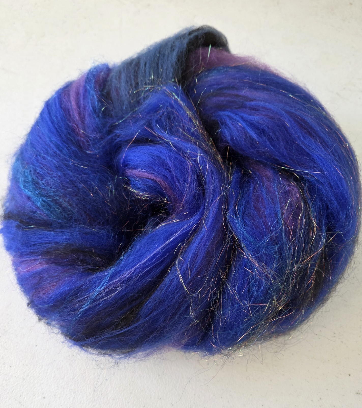 Night Sky Wool Art Batt 2.55 oz Corriedale Merino Icicle Top Viscose Angel…