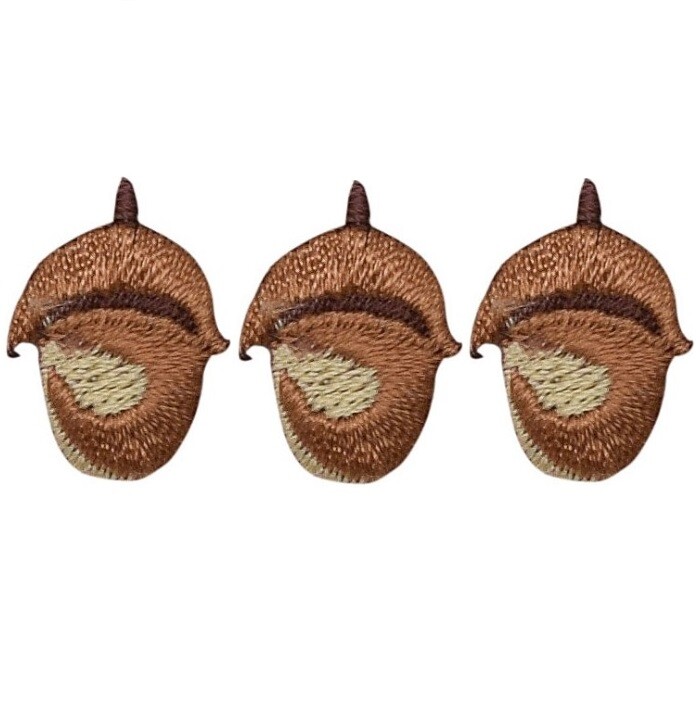 Mini Acorn Nut Applique Patch – Fall, Autumn Badge 3/4″ (3-Pack, Iron on)