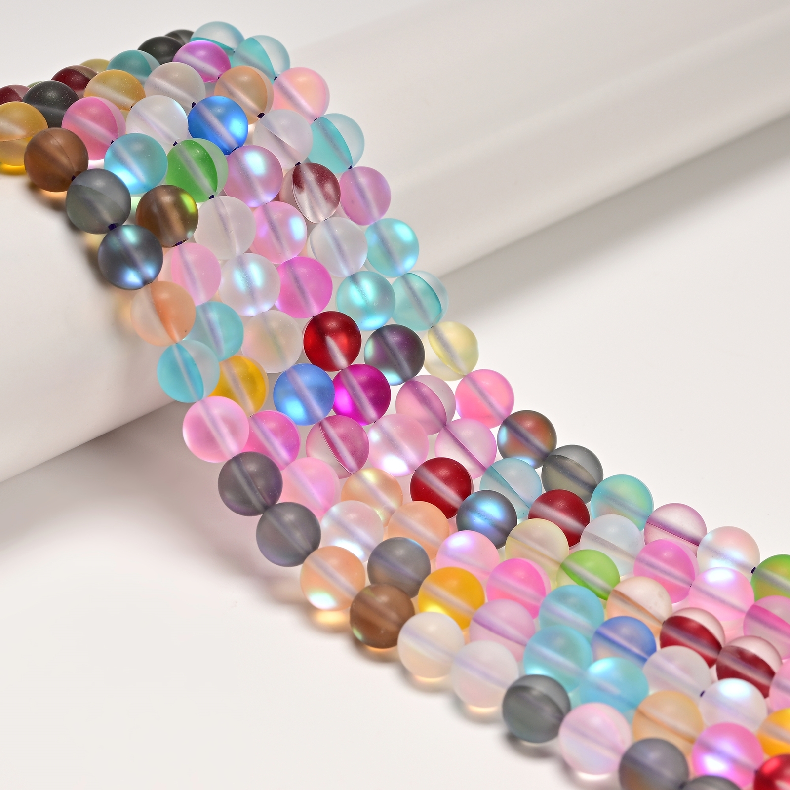 Multi-color Mystic Mermaid Glass Matte Round Beads Size 6mm 8mm 10mm 15.5″ Strd