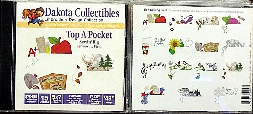1 NEW DAKOTA COLLECTIBLES 970459 EMBROIDERY DESIGN CD NIP **FREE T-SHIRT & CD**