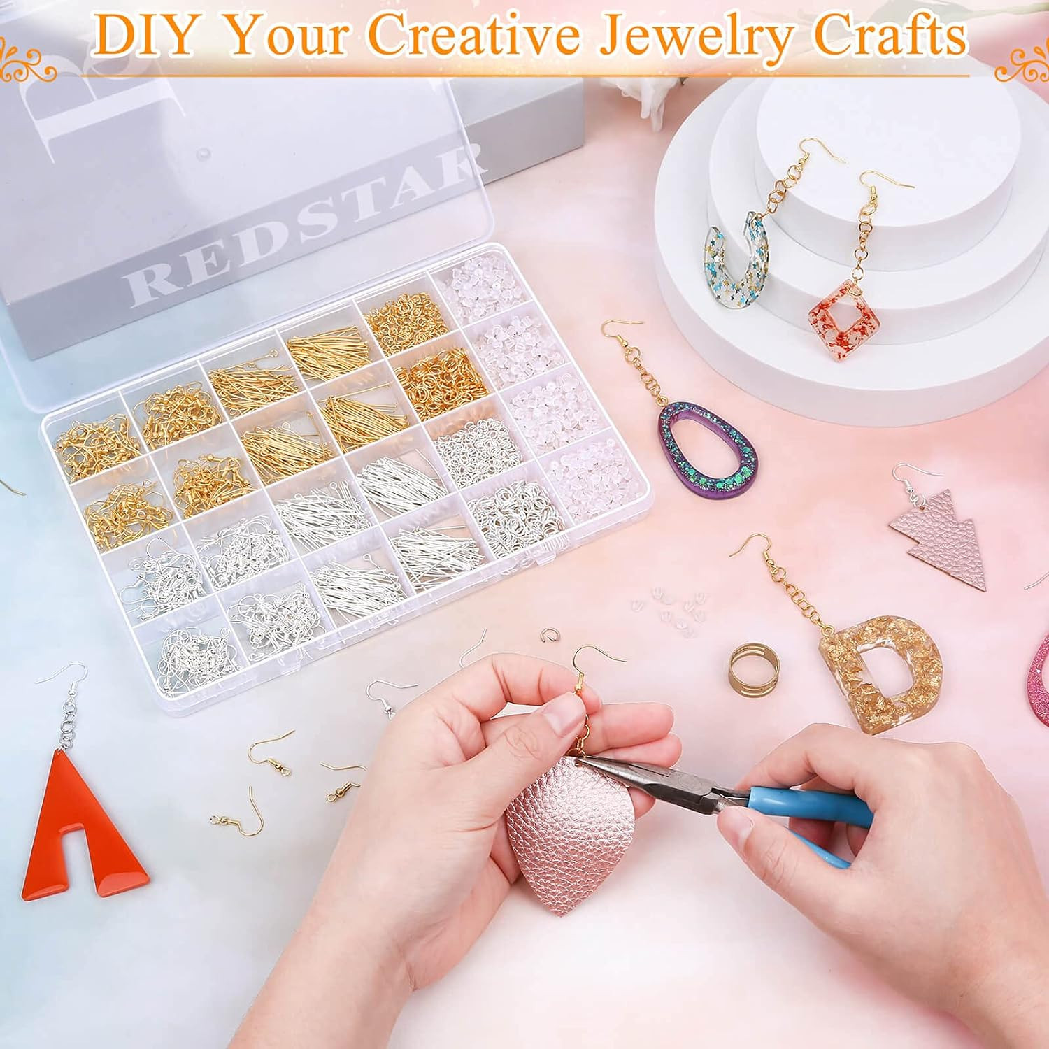 Hypoallergenic Earring Making Kit, 2000Pcs Earring Making Supplies Kit with Hyp