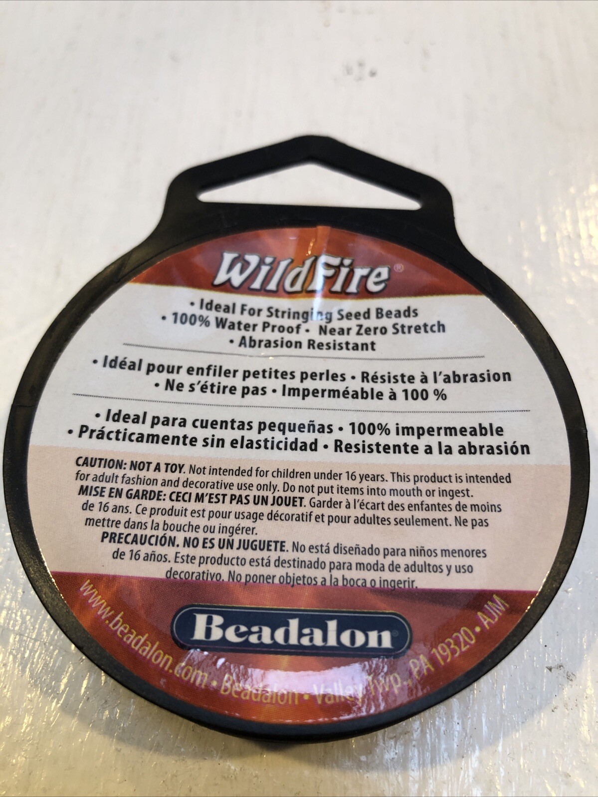 Beading Thread Beadalon .006 in 0.15mm WILDFIRE Frost Blanc 20 Yards-NEW