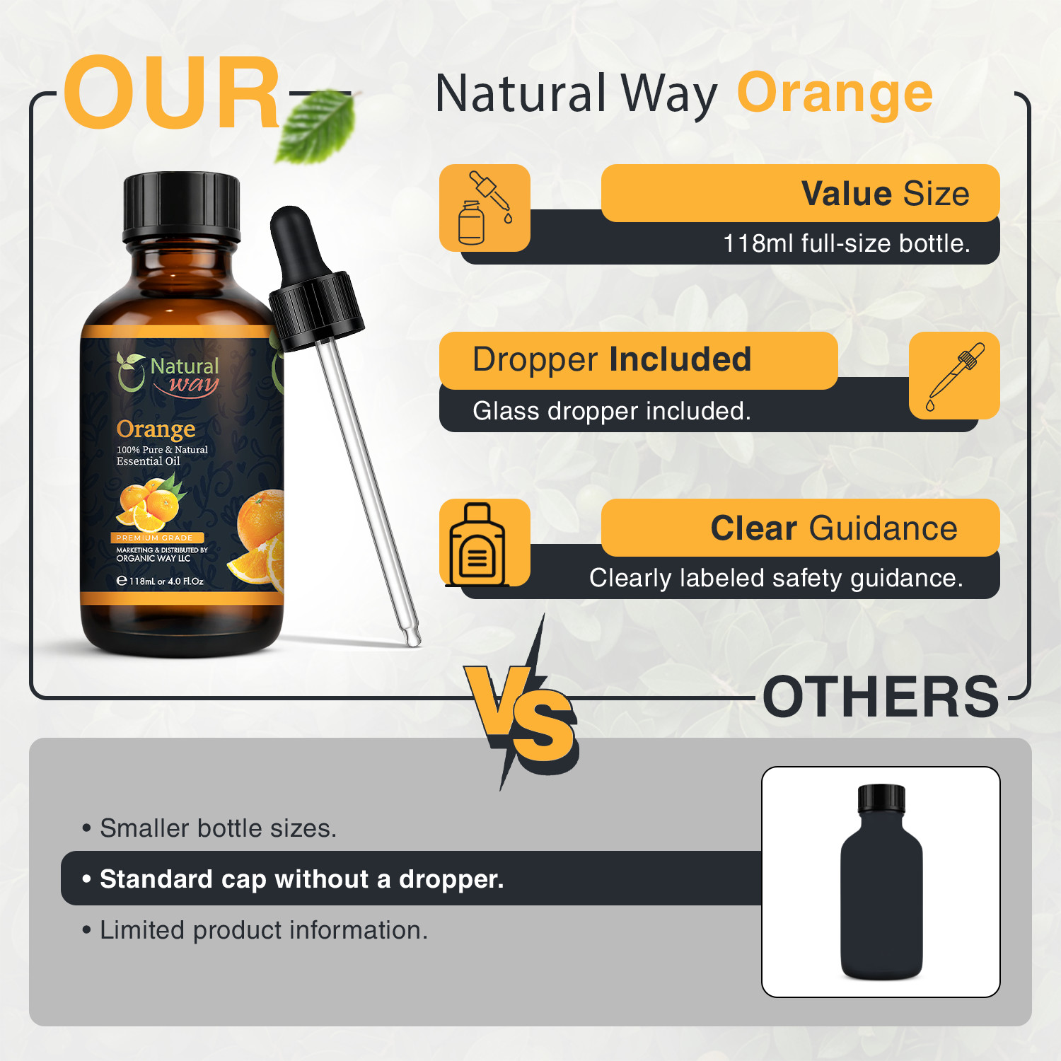 Natural Way Orange Essential oil 4 Fl Oz (120 ml)