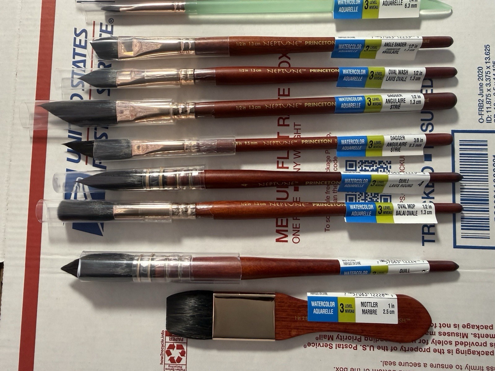 Princeton Neptune Synthetic Squirrel Watercolor Paint Brushes Lot of 20 NEW!!!