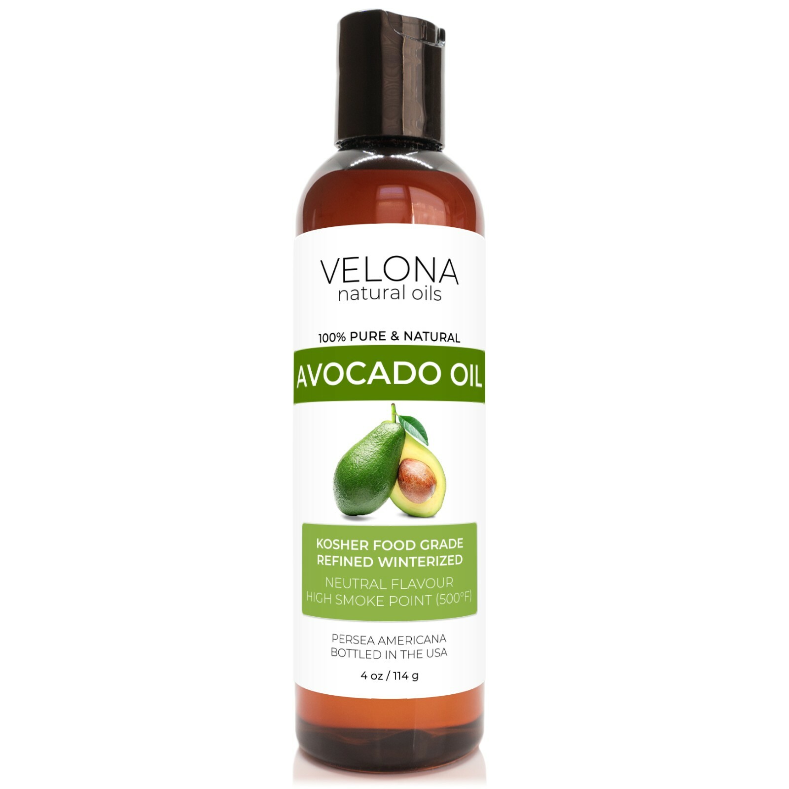 Avocado Oil by Velona – 4 oz, Refined, Cold Pressed, Hair Body and Skin Care
