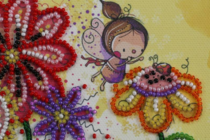 Mini Bead embroidery kit Colored moths DIY Embroidery Kit beadwork pattern