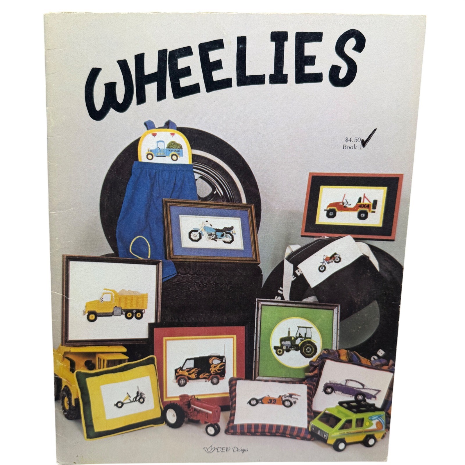 DEW Designs Wheelies Cross Stitch Pattern Book 1 Vintage 1981 Transportation