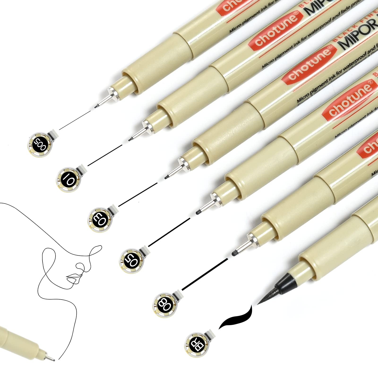 GETHPEN Micro Fineliner Set 6 Pack Black Micro Fine Point Drawing Waterproof