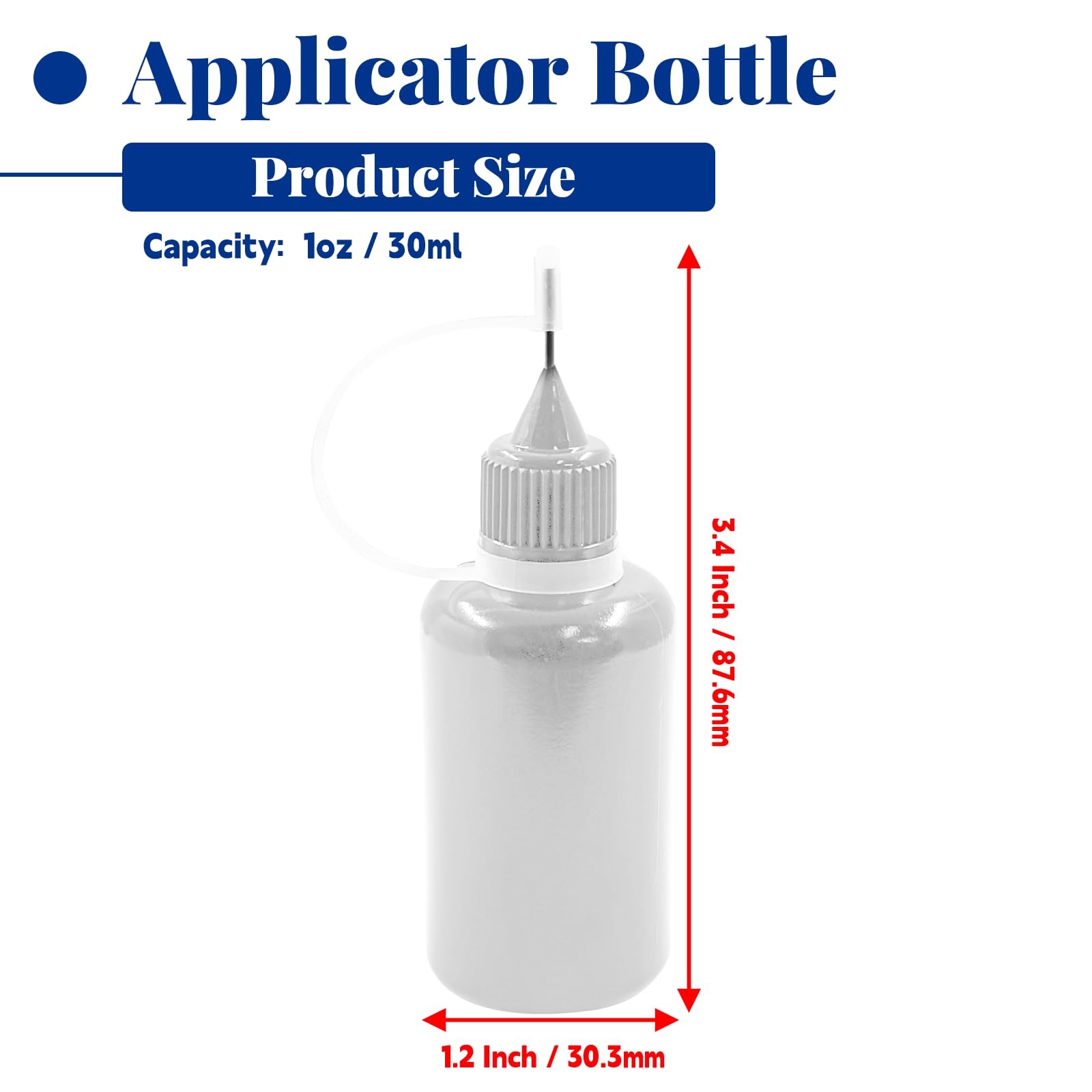 12Pcs 1 Oz/ 30ml Transparent Precision Tip Applicator Bottle, 10ml Glue Appli…