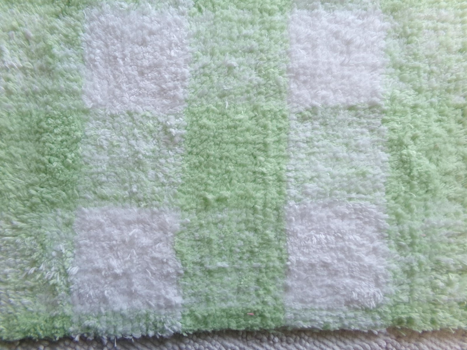 cuddly green gingham vtg terry chenille fabric soft cotton blend 19×25″