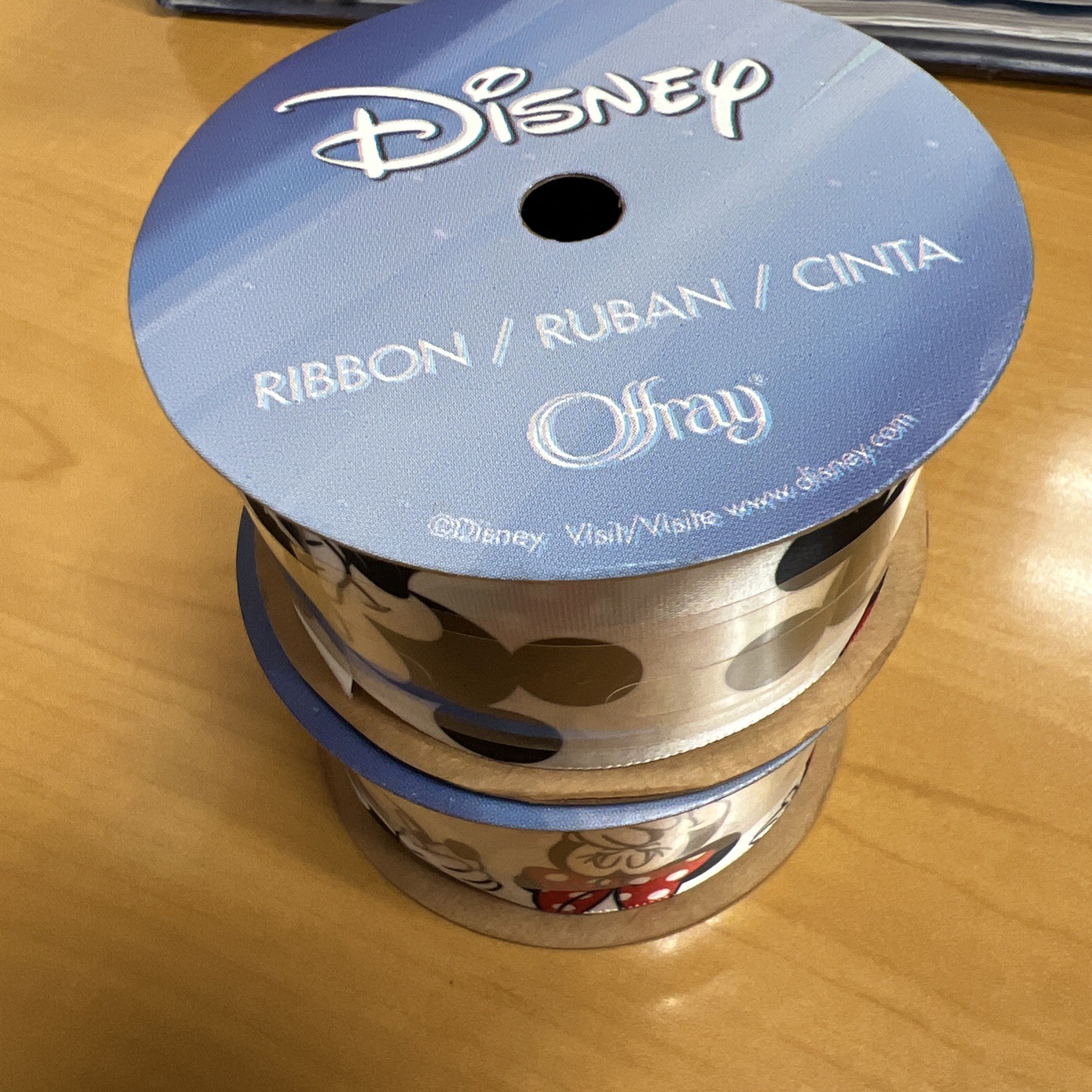 Set of 2 Rolls Disney Minnie Mouse Mickey Mouse Ribbon 1.5″ x 9′ – NEW!