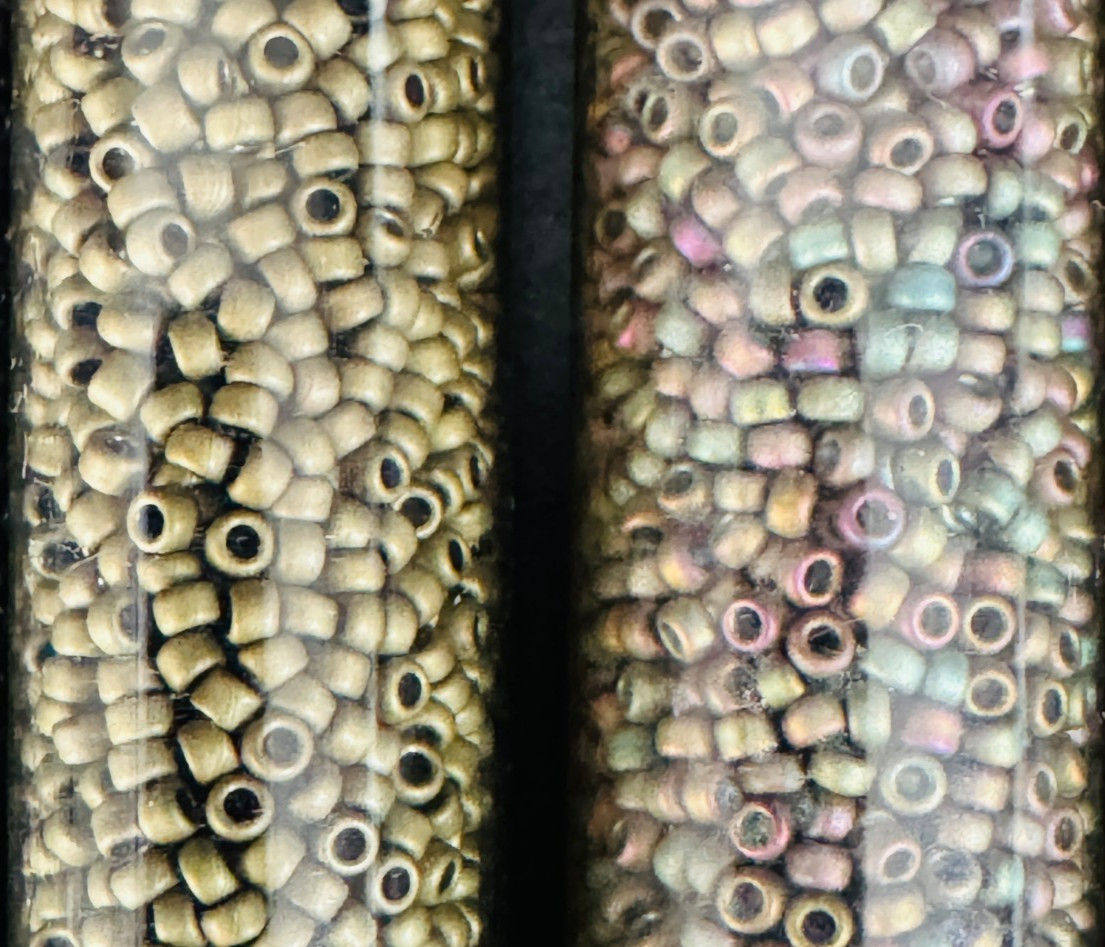 Glass Seed Bead Lot 20 Tubes – Soft Metallic Pastels – Different Sizes NOS
