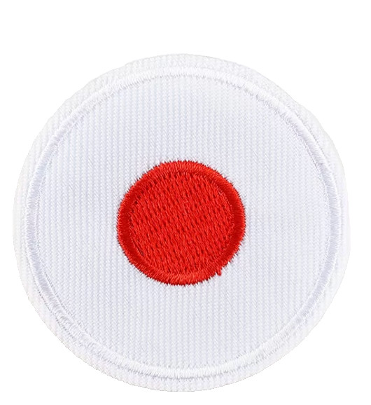 JAPAN – COUNTRY FLAG – Round Embroidered Iron On/Sew-On Patch