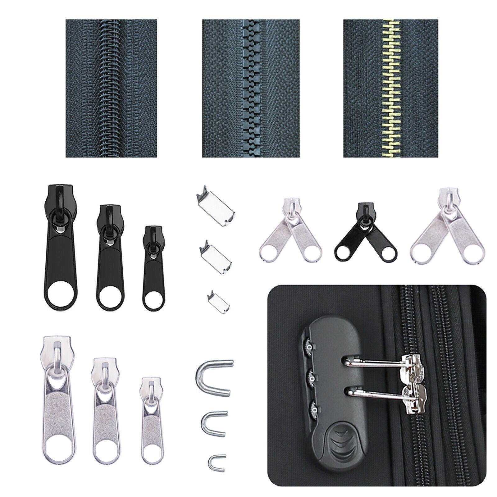 85Pcs Fix Zipper Zip Slider Repair Instant DIY Kit Removable Rescue Replacement