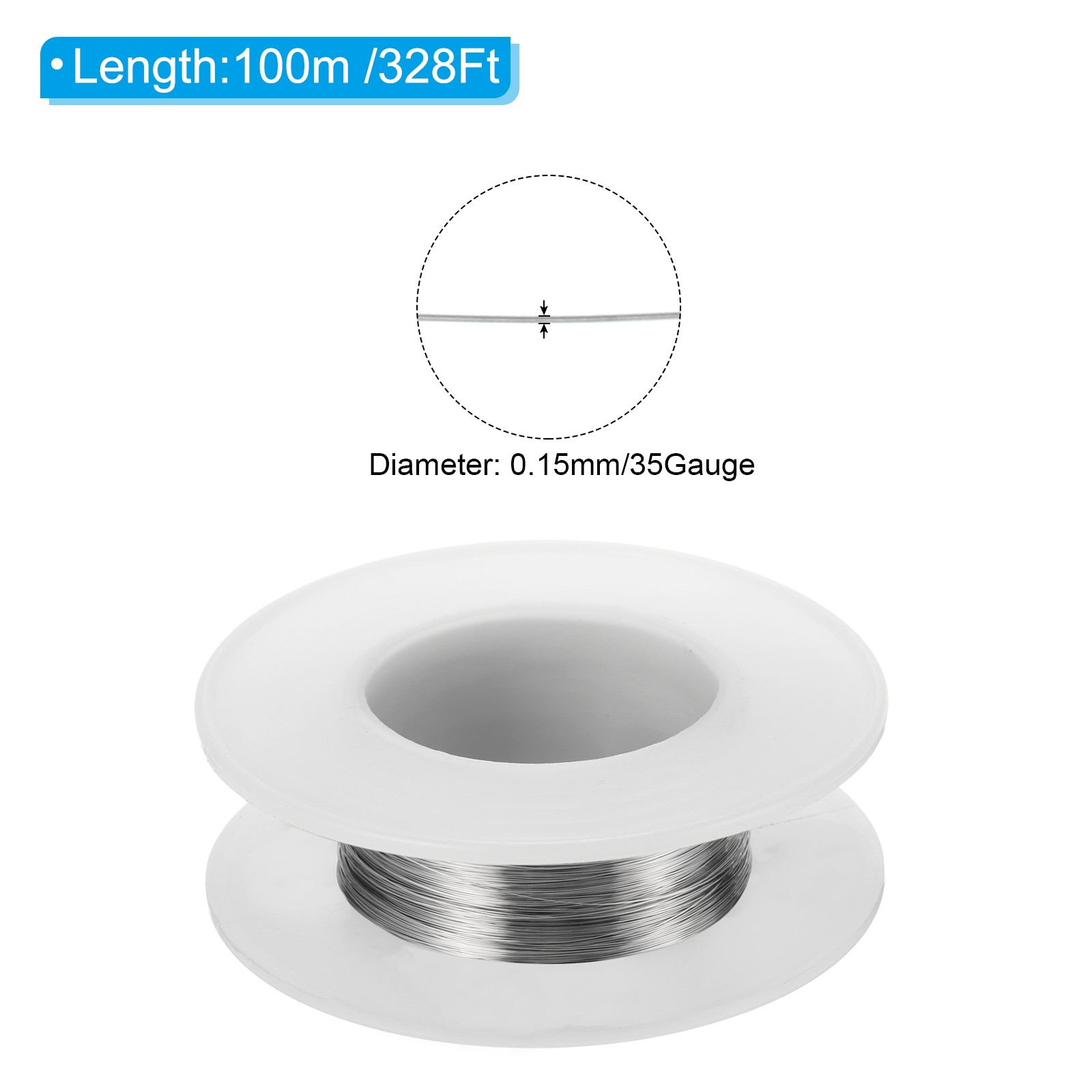 304 Stainless Steel Wire, 328 Ft 0.15mm 35 Gauge Soft Craft Wire, Silver