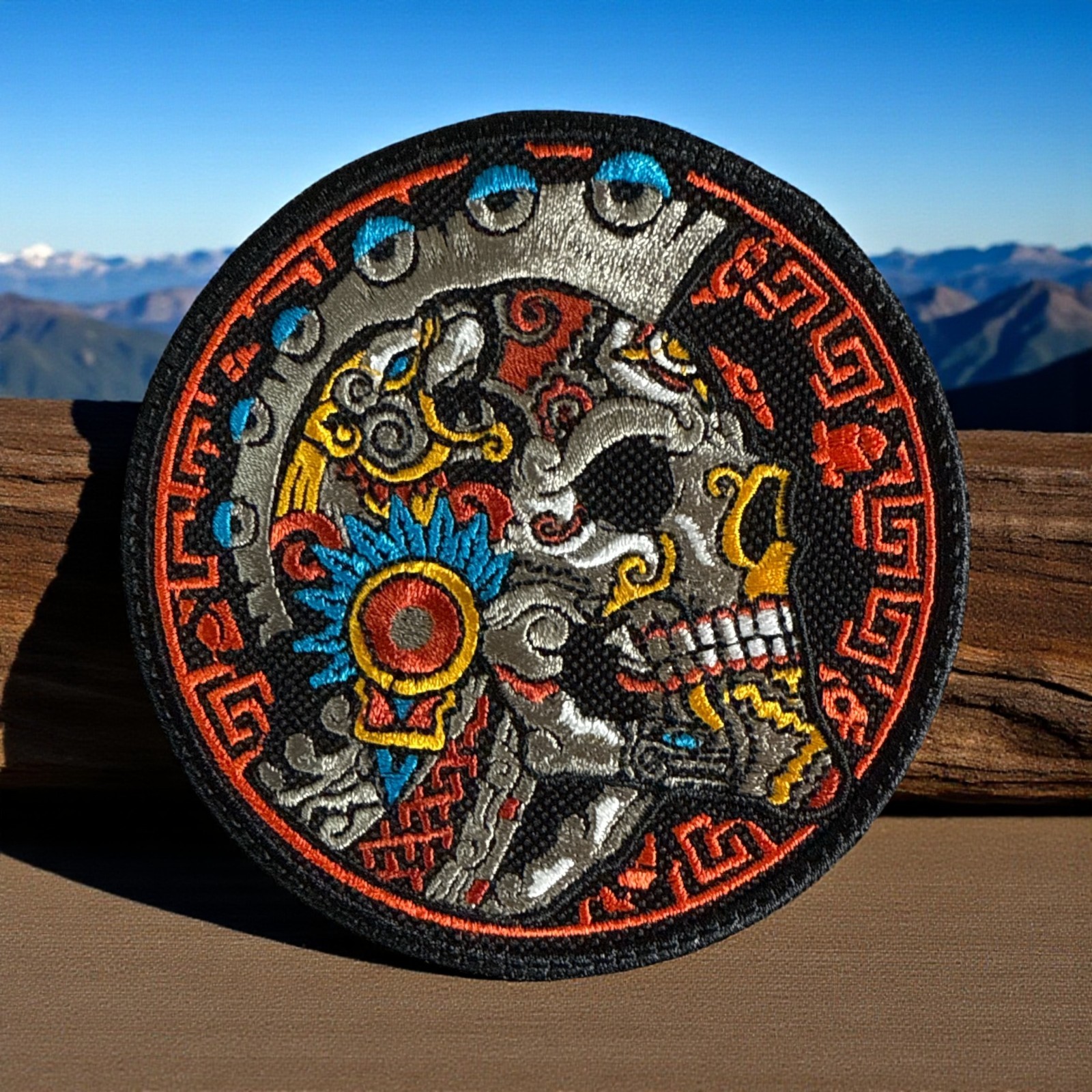 Aztec-Skull Embroidery Patch 4.07″ X 4.07″-7″ X 7″-10″ X 10″
