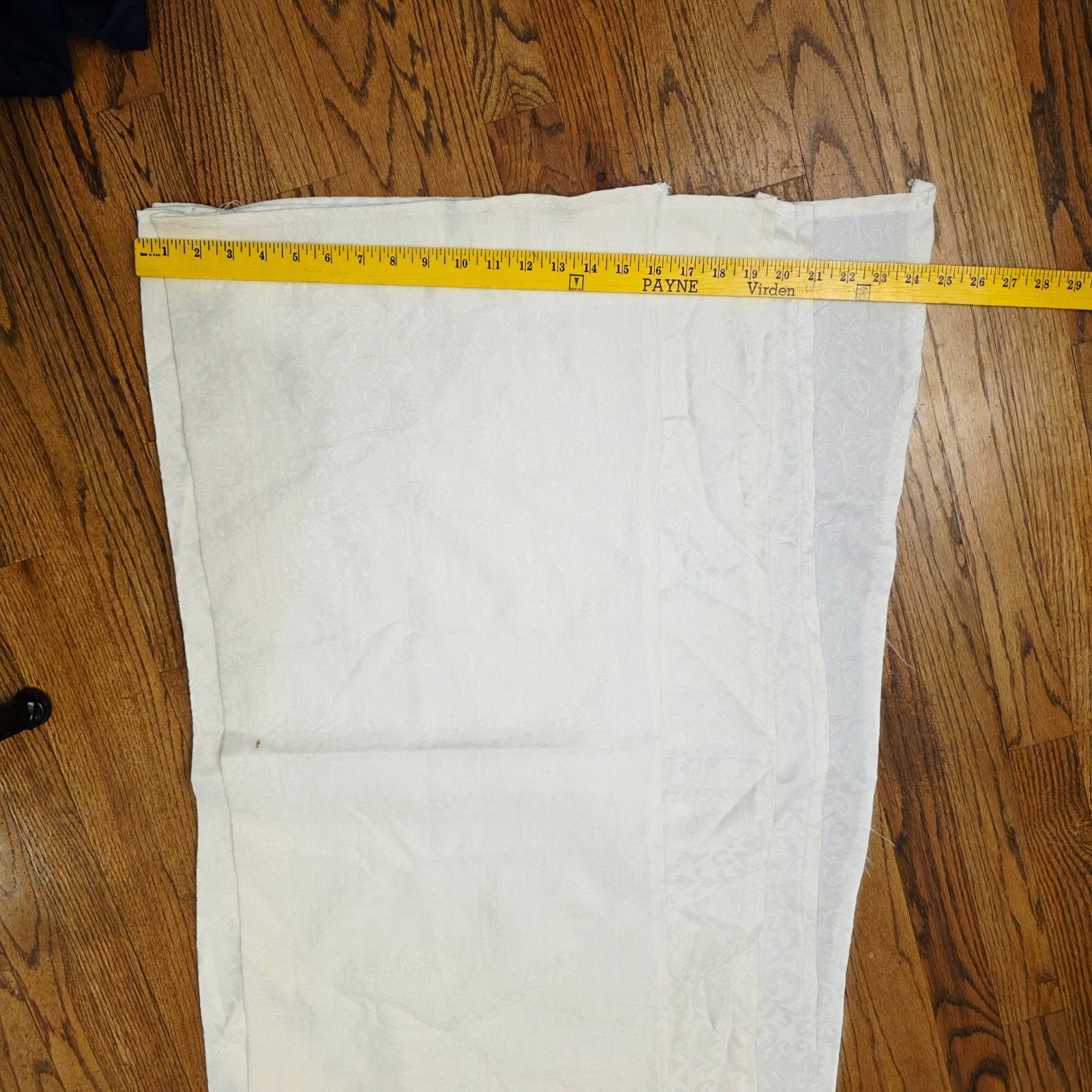 Vintage White Damask Floral Scroll Fabric Remnant Jacquard Upholstery 24×35