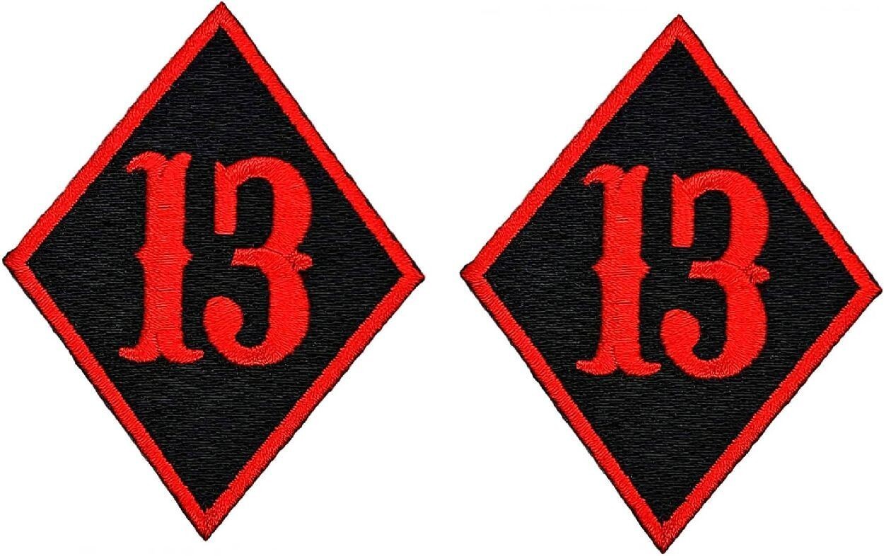 Diamond Lucky Number 13 Embroidered Patch | 2PC iron on or Sew 3″x2″ P886