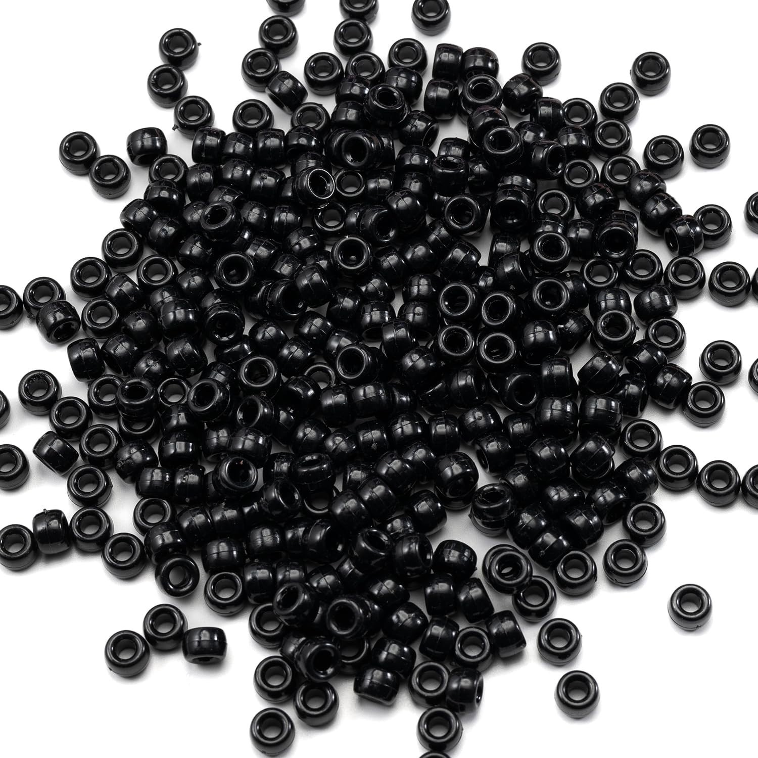 1000 Pcs Acrylic Black Pony Beads 6x9mm Large Hole Pen Hair Kandi Beads Bulk fo