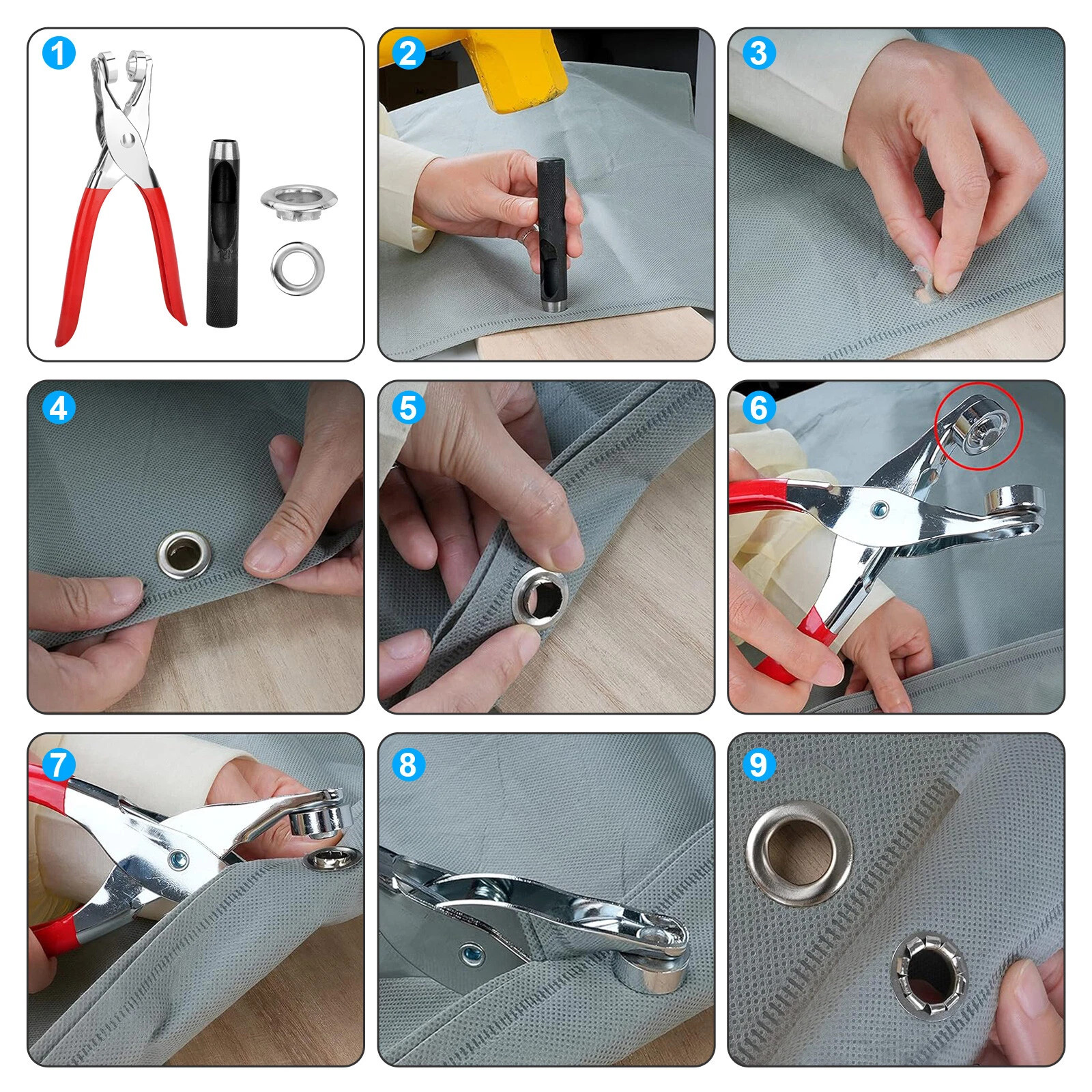 150 Set 1/2″ Grommet Eyelets Button Kit for Leather Craft with Hole Punch Pliers