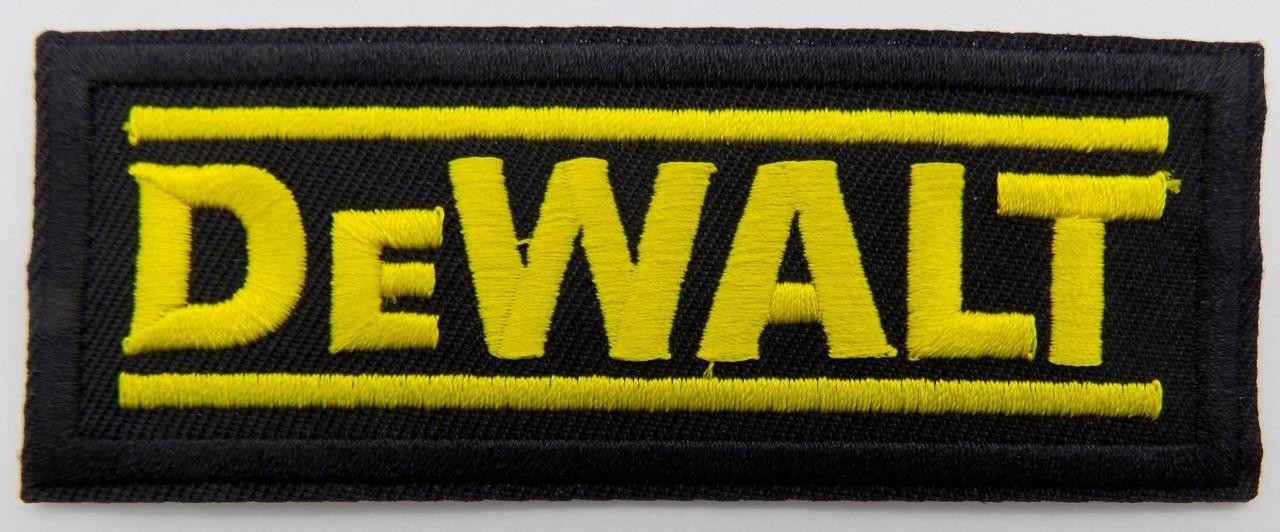 DeWalt Tools Patch Embroidered Iron/Sew On 4″x1-1/2″ Yellow/Black Construction