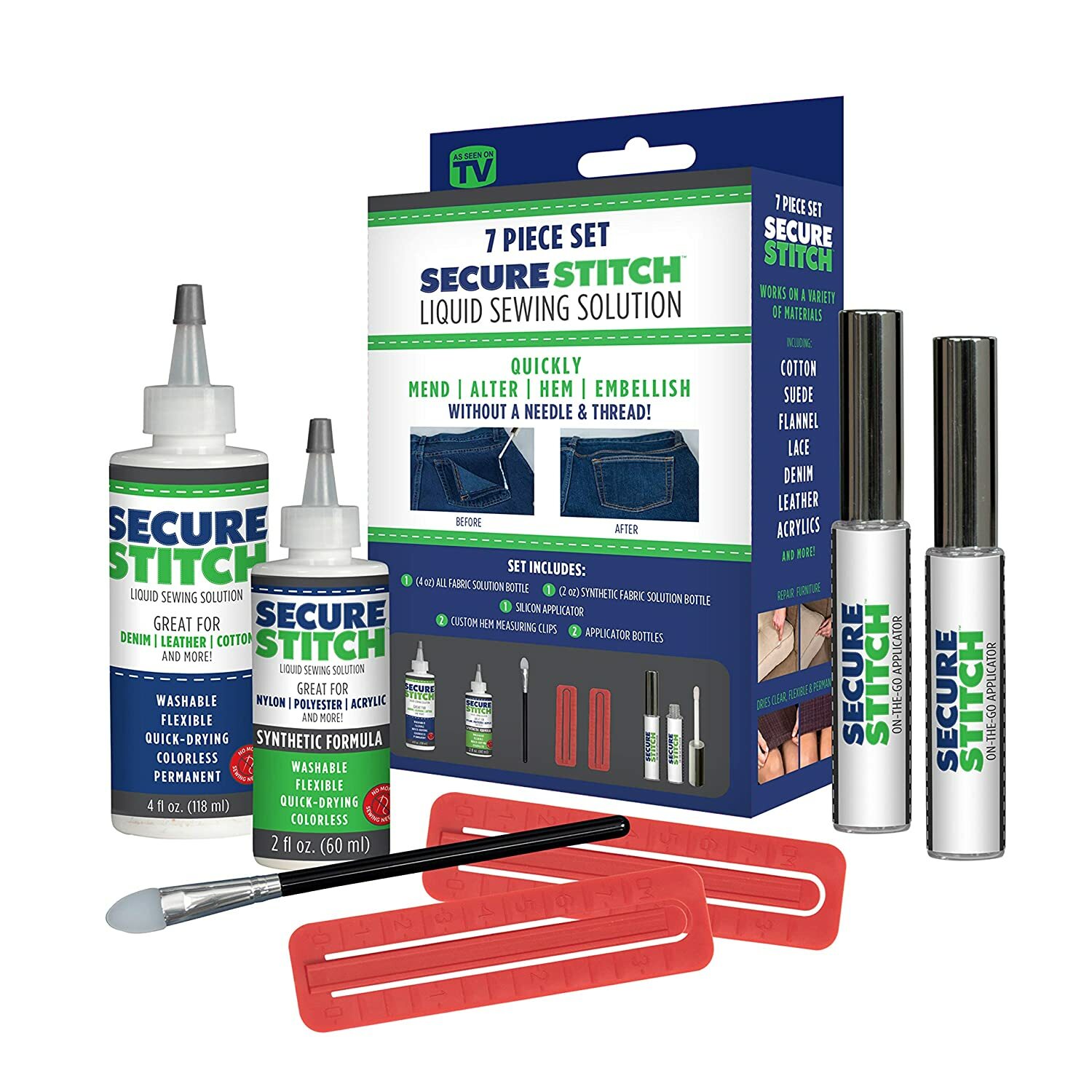 Secure Stitch Liquid Sewing Solution Kit! Fabric Glue