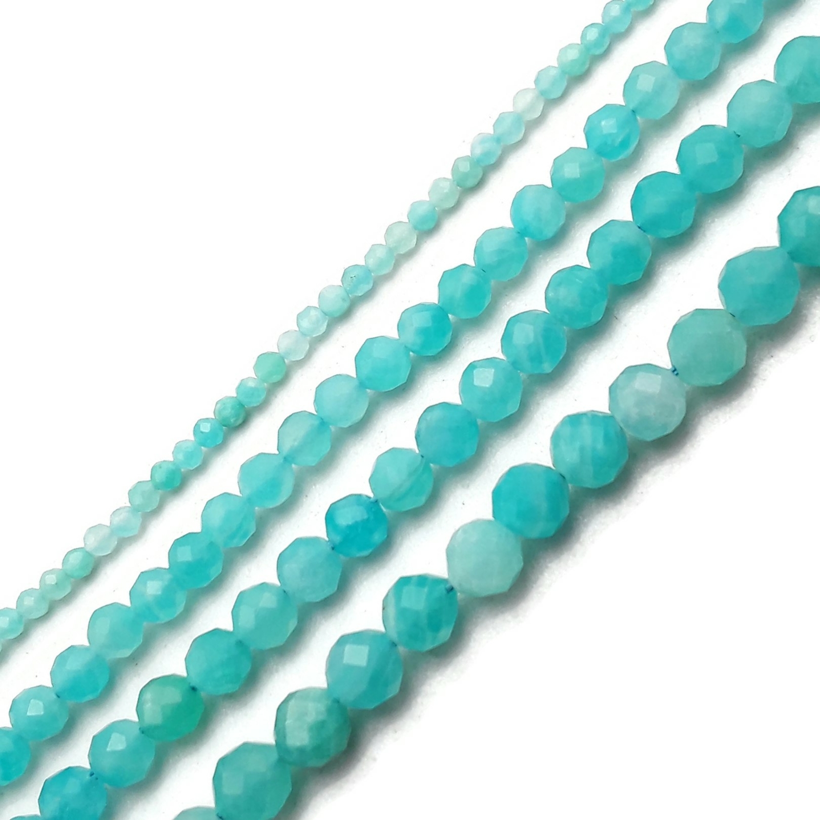 Blue Amazonite Faceted Round Beads Size 2mm 3mm 4mm 5mm 6mm 15.5″ Strand