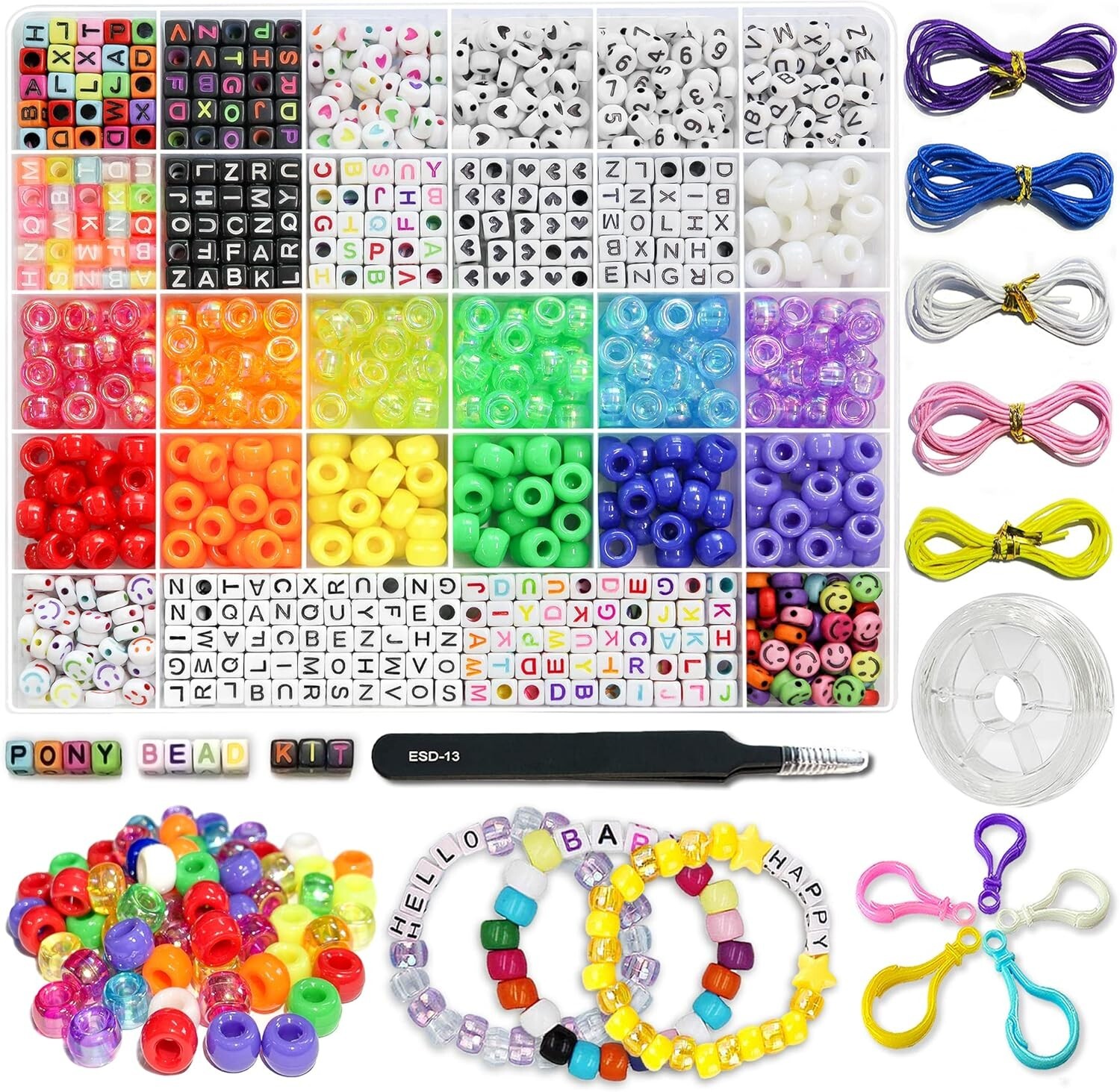 1300 Pcs DIY Crafts Beads Friendship Bracelet Kit Minimum age 3 years Up