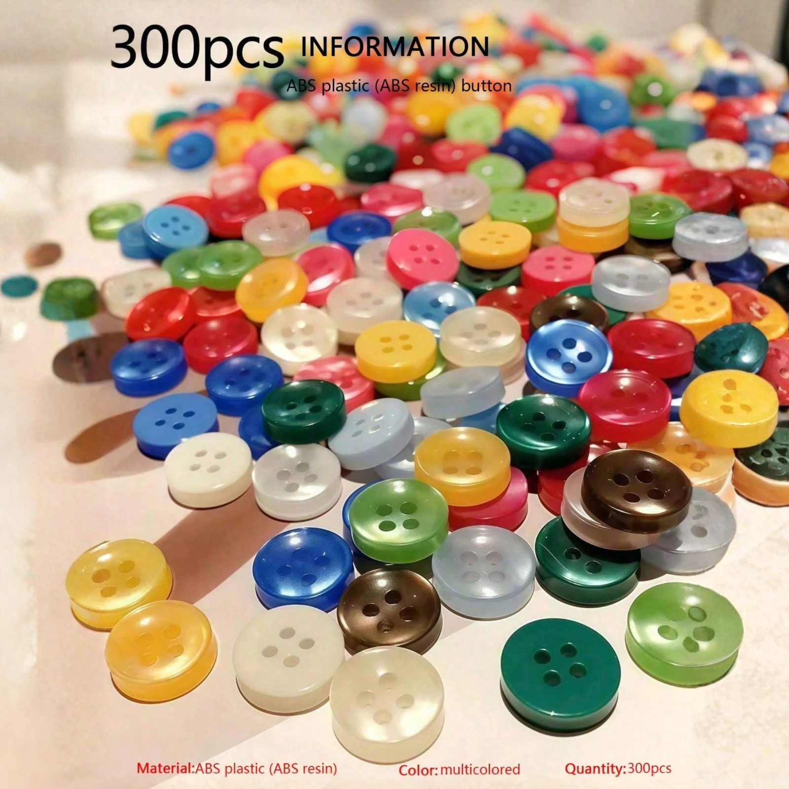 300Pcs Assorted Color Round Sewing Buttons 4 Hole Spring DIY Craft Shirt Buttons