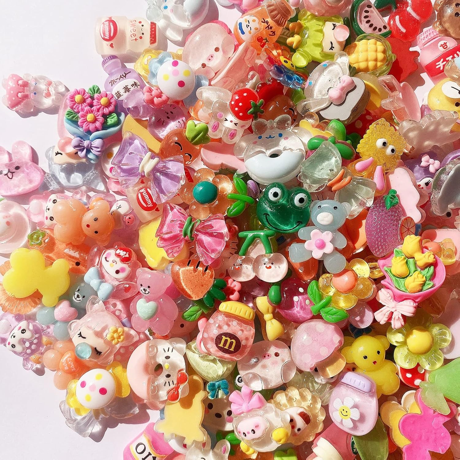 60Pcs Cute Slime Resin Charms Bulk Mixed Set for DIY Jewelry Scrapbooking Crafts