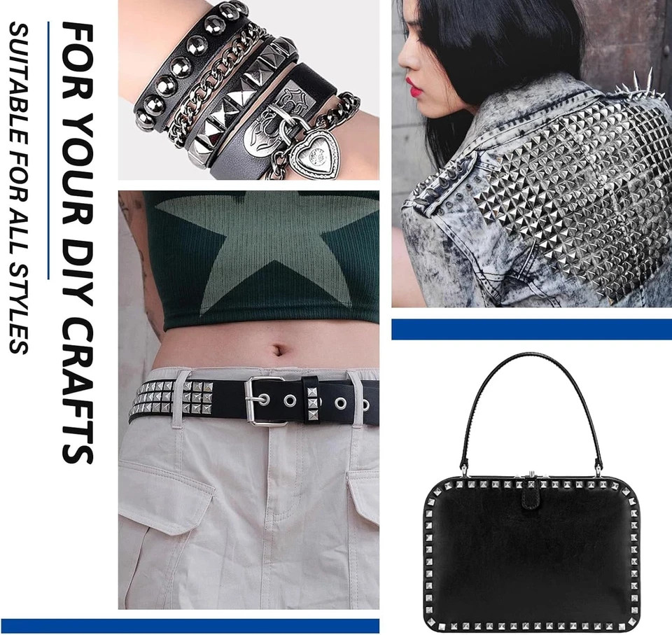 1300 Silver Pyramid Studs for Clothing, Crafts, and Leather Projects