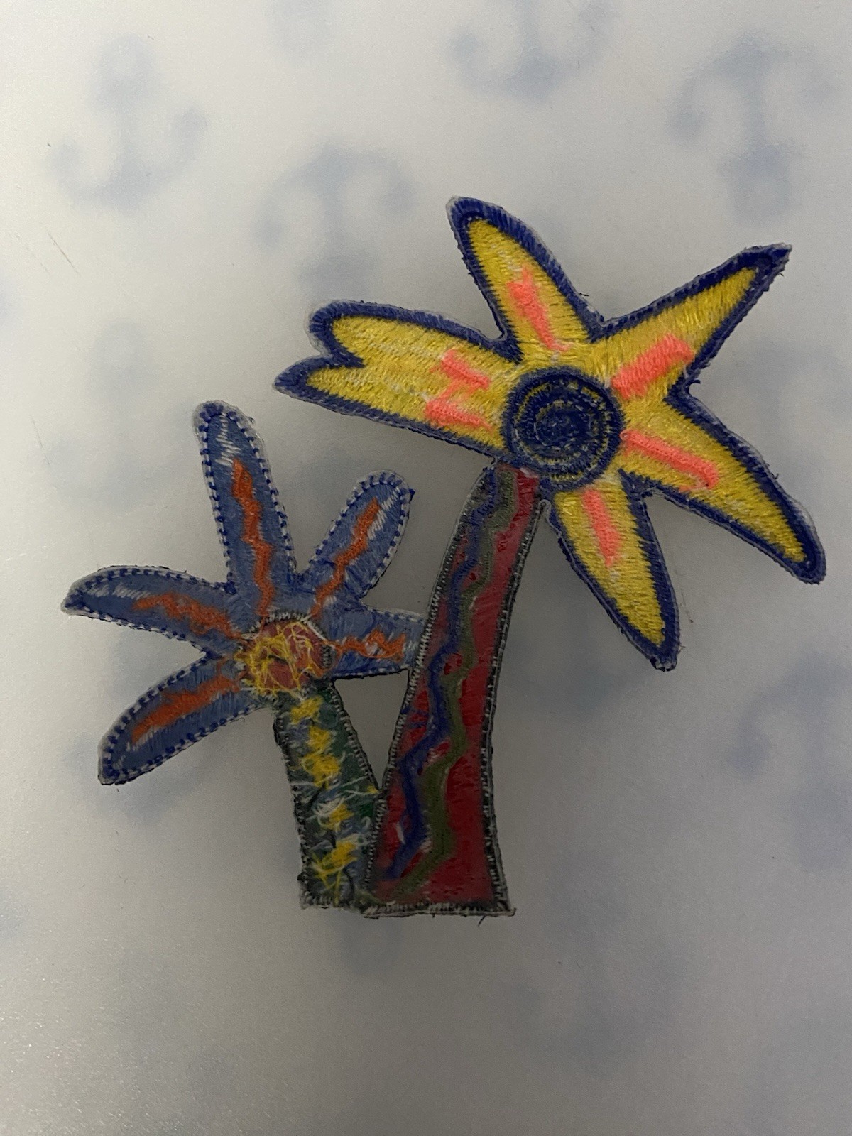 Funky Tropical Palm Trees Embroidered Iron On Patch DIY Applique 3.75″t x 3.5″w