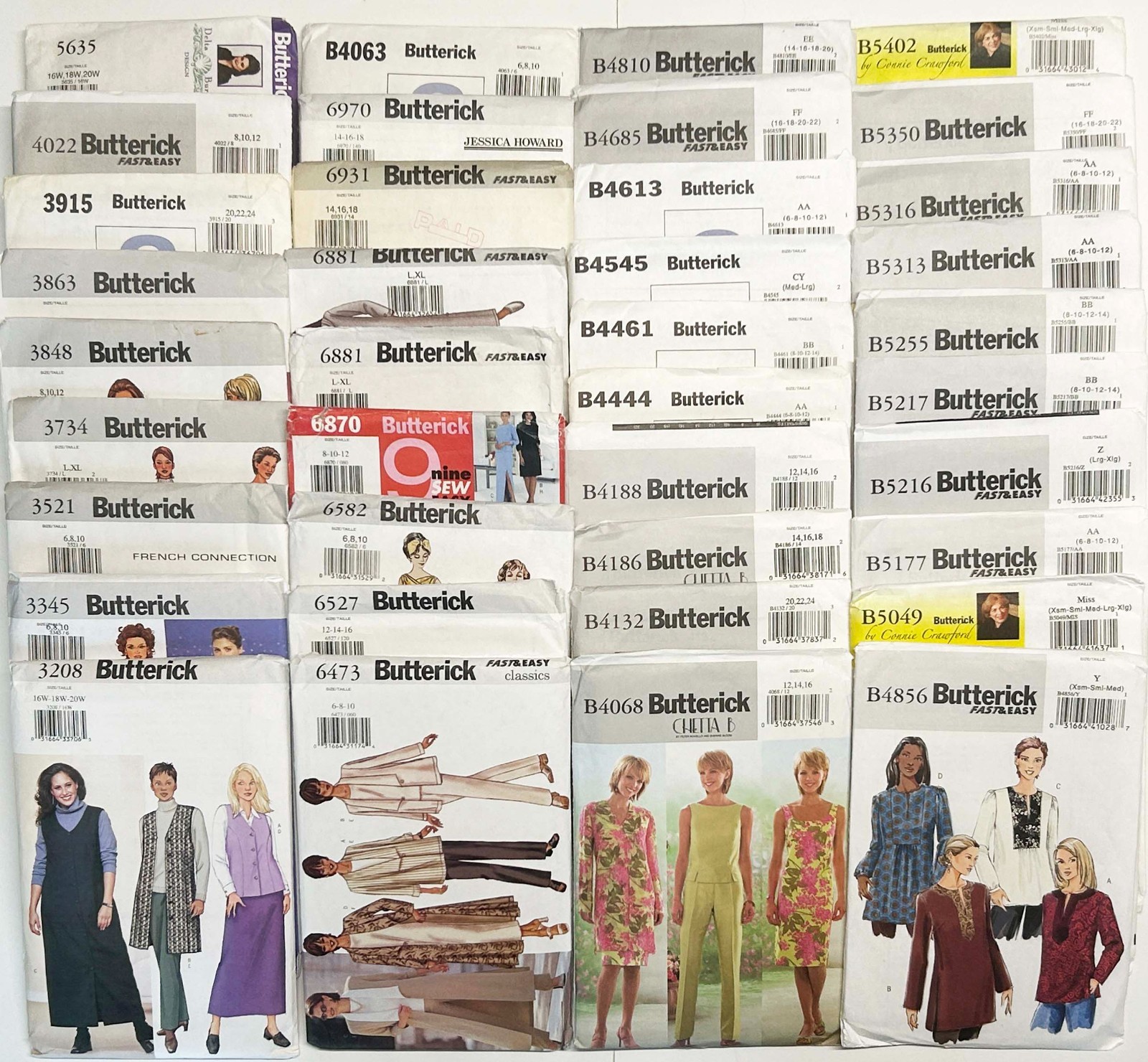 Lot of 38 Butterick Patterns from 2000s for Women Mixed Garments & Sizes Uncut