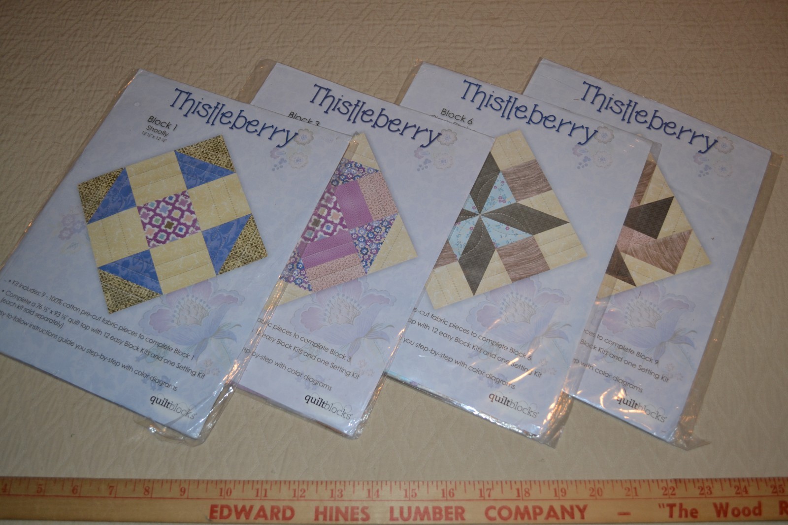 Lot of 4 Jo-Ann Quilt block of the Month 2014 Thistleberry, Blocks 1, 3, 6, 9
