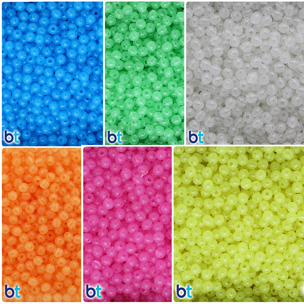 BeadTin Glow 5mm Round Plastic Beads (700pcs) – Color choice