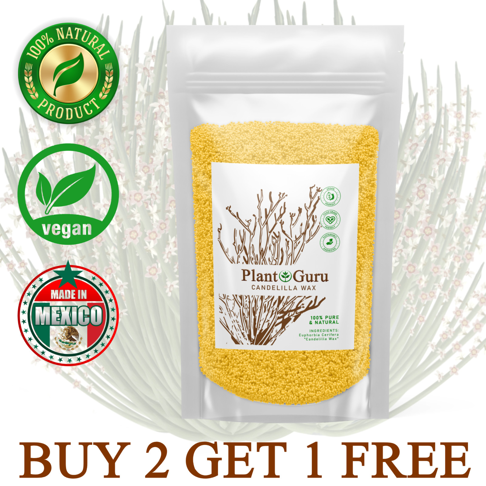 Candelilla Wax Pellets 4 oz. 100% Pure Natual Vegan Wax – Beeswax Substitute