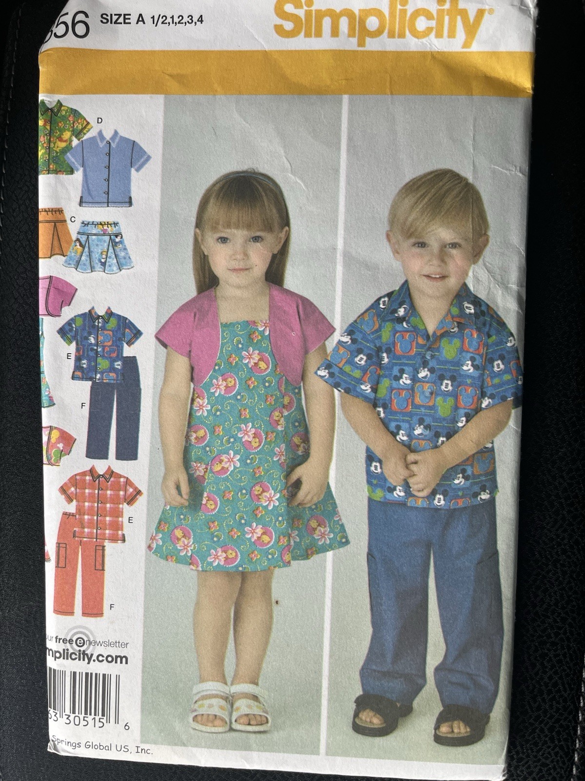 Sewing Pattern Simplicity 3856 Toddlers Pants Skirt Jumper Shirt Bolero Uncut FF
