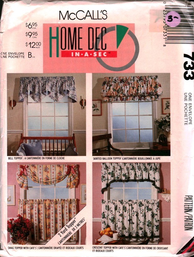 733 Vintage McCalls SEWING Pattern Curtains Drapery Window OOP Home Decor Sew