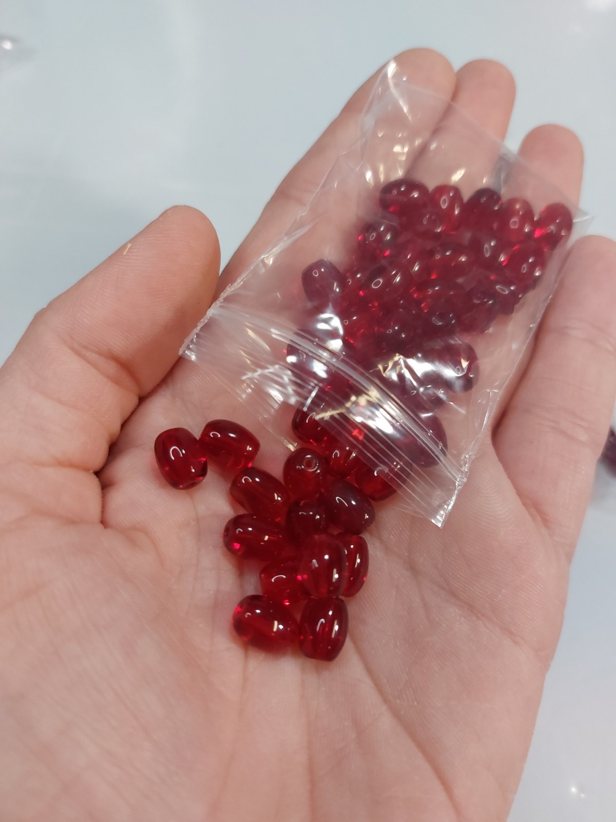 Vintage Glass Ruby Smooth Handmade Beads Round And Oval Small And Large